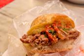 boiled beef sandwiches with red and green sauce/*//*//*//*//*/